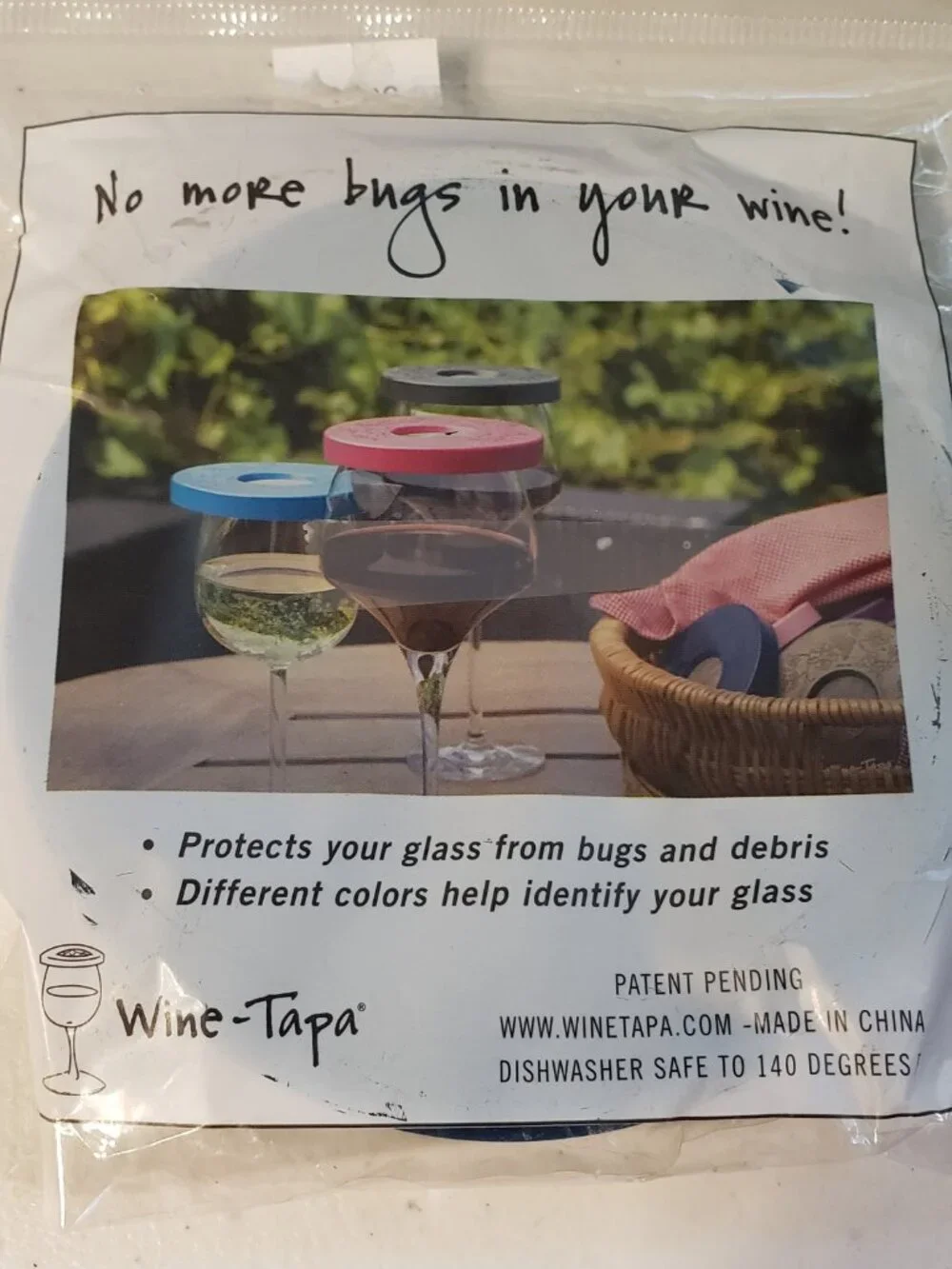 🍷 Wine-Tapa Wine Glass Covers — Red & Navy — NEW